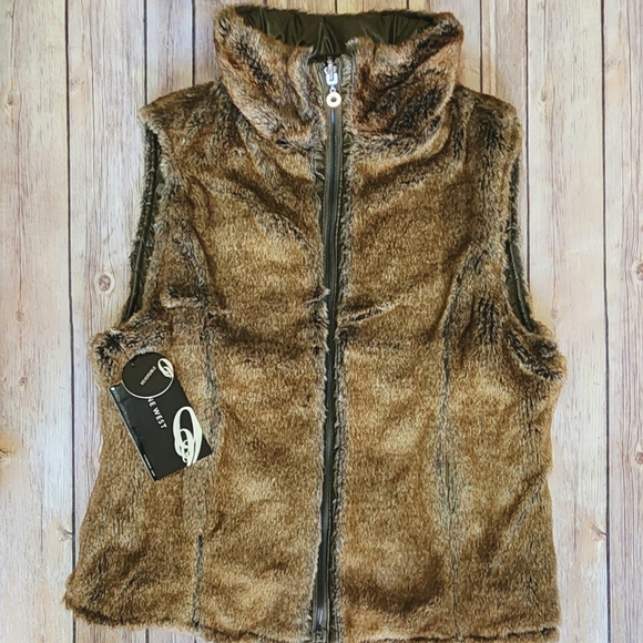 Nine West Women's Reversible Faux Fur Vest Size M - Picture 4 of 7
